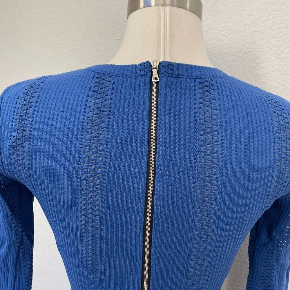 RAG & BONE‎ Womens 0 Elsa Royal Blue Pointelle Knit Dress Bodycon 3/4 Sleeve - Picture 11 of 16